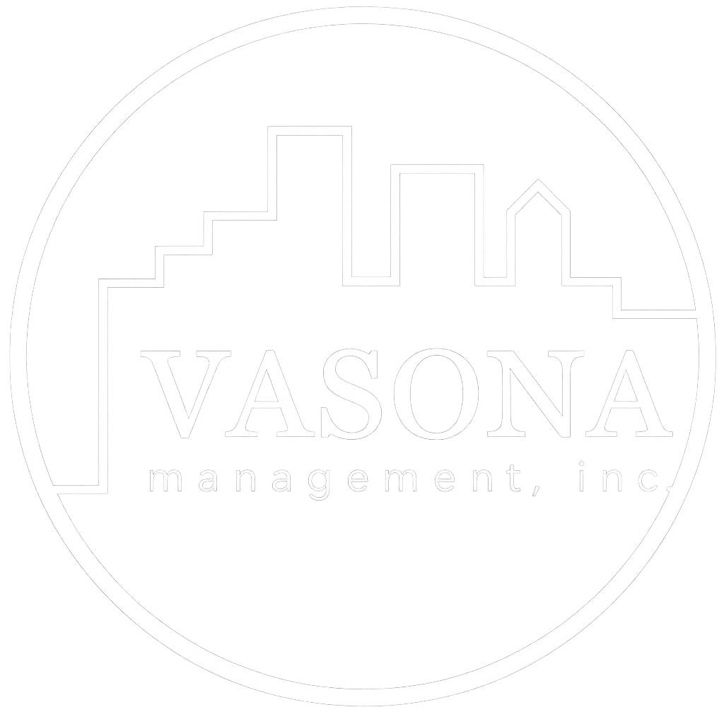 Vasona Management, Inc. logo with a city skyline silhouette.